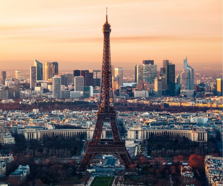 paris cityscape sunset