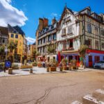 colorful half timbered buildings rouen france
