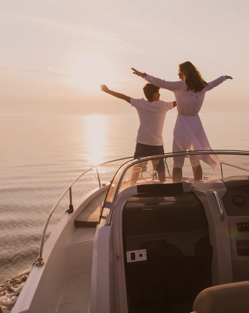 family sunset boat trip