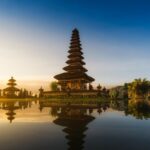 iconic bali temple lake reflection