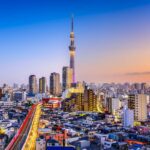 tokyo skytree cityscape sunset